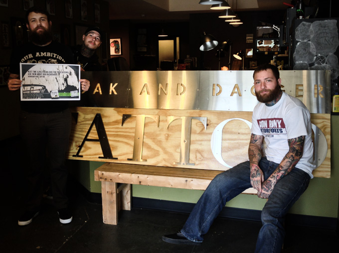 Photo of Cloak and Dagger Tattoo artists, from left Owner Britton Asbury, Nathan Palmer and Steve Ratcliffe