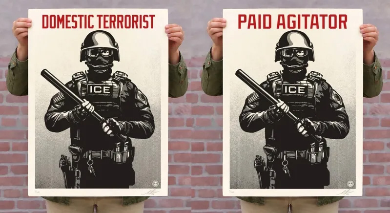 Projection Mirror: Domestic Terrorist and Paid Agitator matched pair signed #26